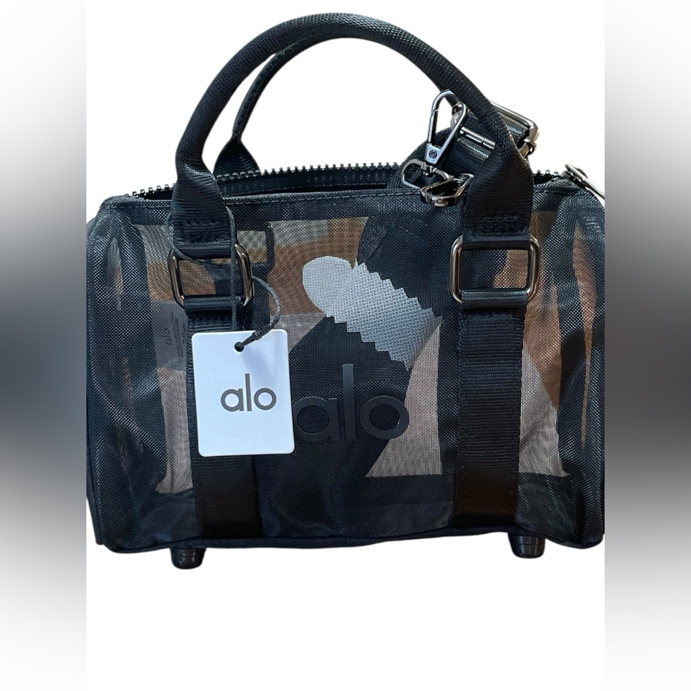Alo Yoga Mini Sheer Duffle Bag/purse Lightweight BLack Mesh